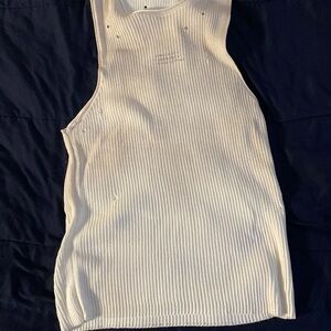 Zara White Ribbed Tank Top